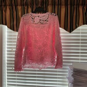 Elegant Pink Lace Women's Top